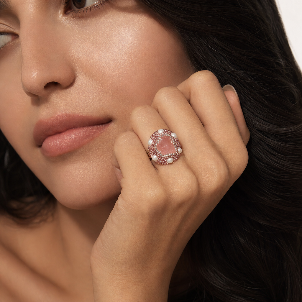 خاتم اللؤلؤ وعين النمر، صورة للمنتج — R-0006-pink — صورة 5