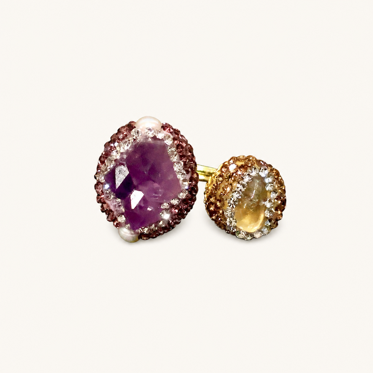خاتم اللؤلؤ وعين النمر، صورة للمنتج — R-0006-puple&yellow — صورة 1