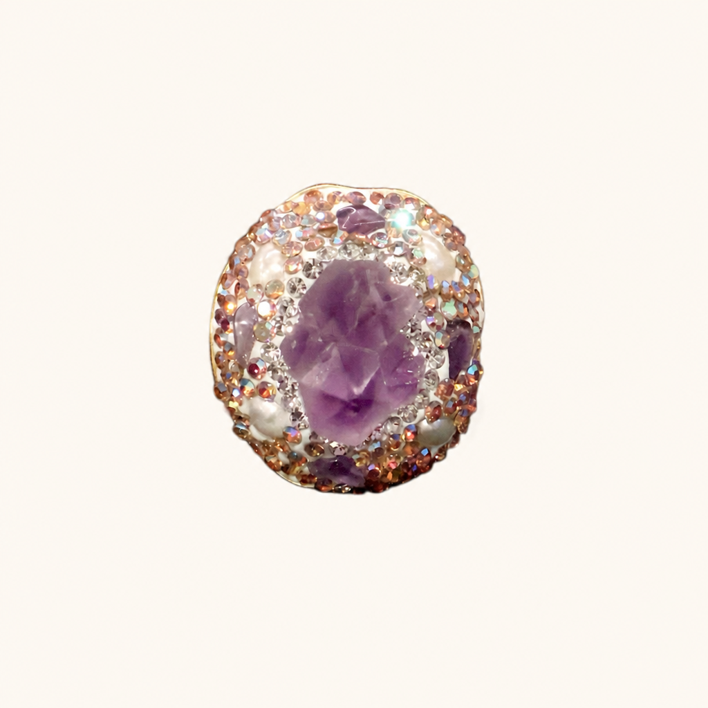 خاتم اللؤلؤ وعين النمر، صورة للمنتج — R-0006-purple — صورة 1