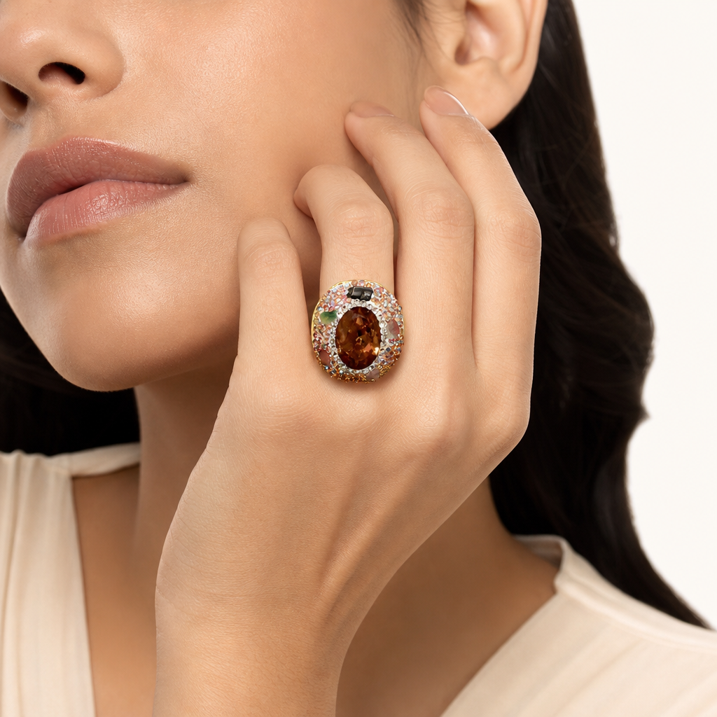 خاتم اللؤلؤ وعين النمر، صورة للمنتج — R-0006-sudan tourmaline — صورة 4
