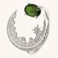 خاتم فاخر من الأحجار الكريمة الطبيعية، صورة للمنتج — R-0018-green — صورة 1