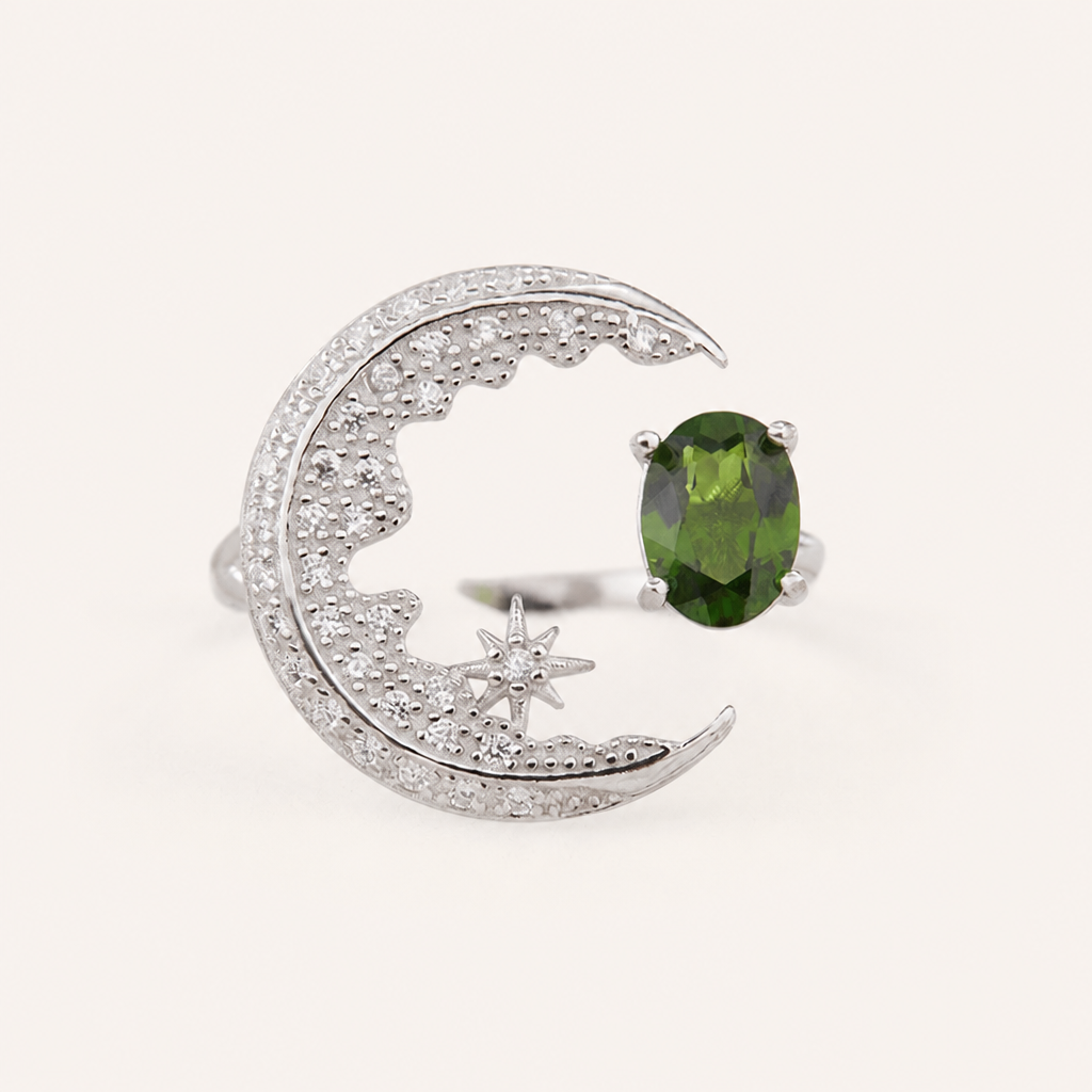 خاتم فاخر من الأحجار الكريمة الطبيعية، صورة للمنتج — R-0018-green — صورة 2