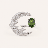 خاتم فاخر من الأحجار الكريمة الطبيعية، صورة للمنتج — R-0018-green — صورة 2