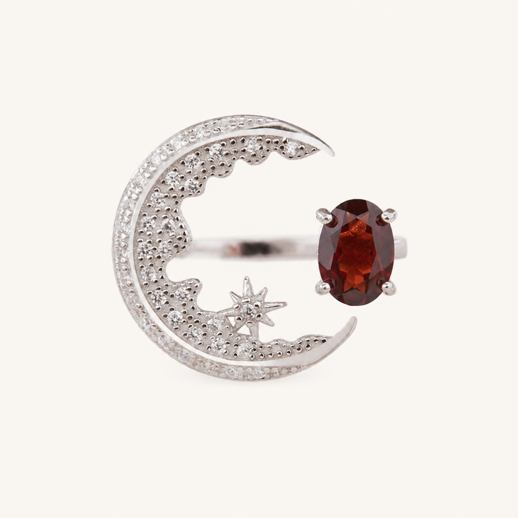 خاتم فاخر من الأحجار الكريمة الطبيعية، صورة للمنتج — R-0018-red — صورة 1