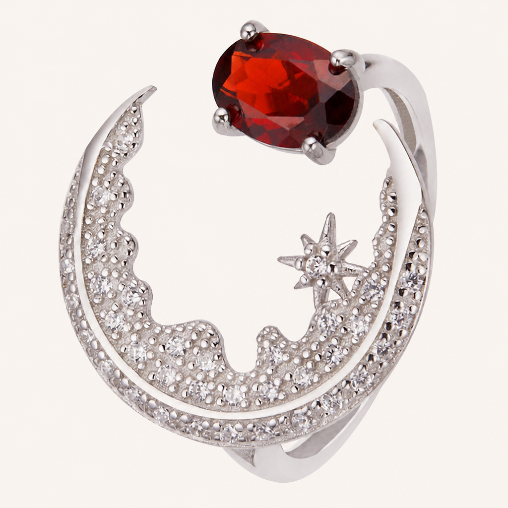 خاتم فاخر من الأحجار الكريمة الطبيعية، صورة للمنتج — R-0018-red — صورة 2