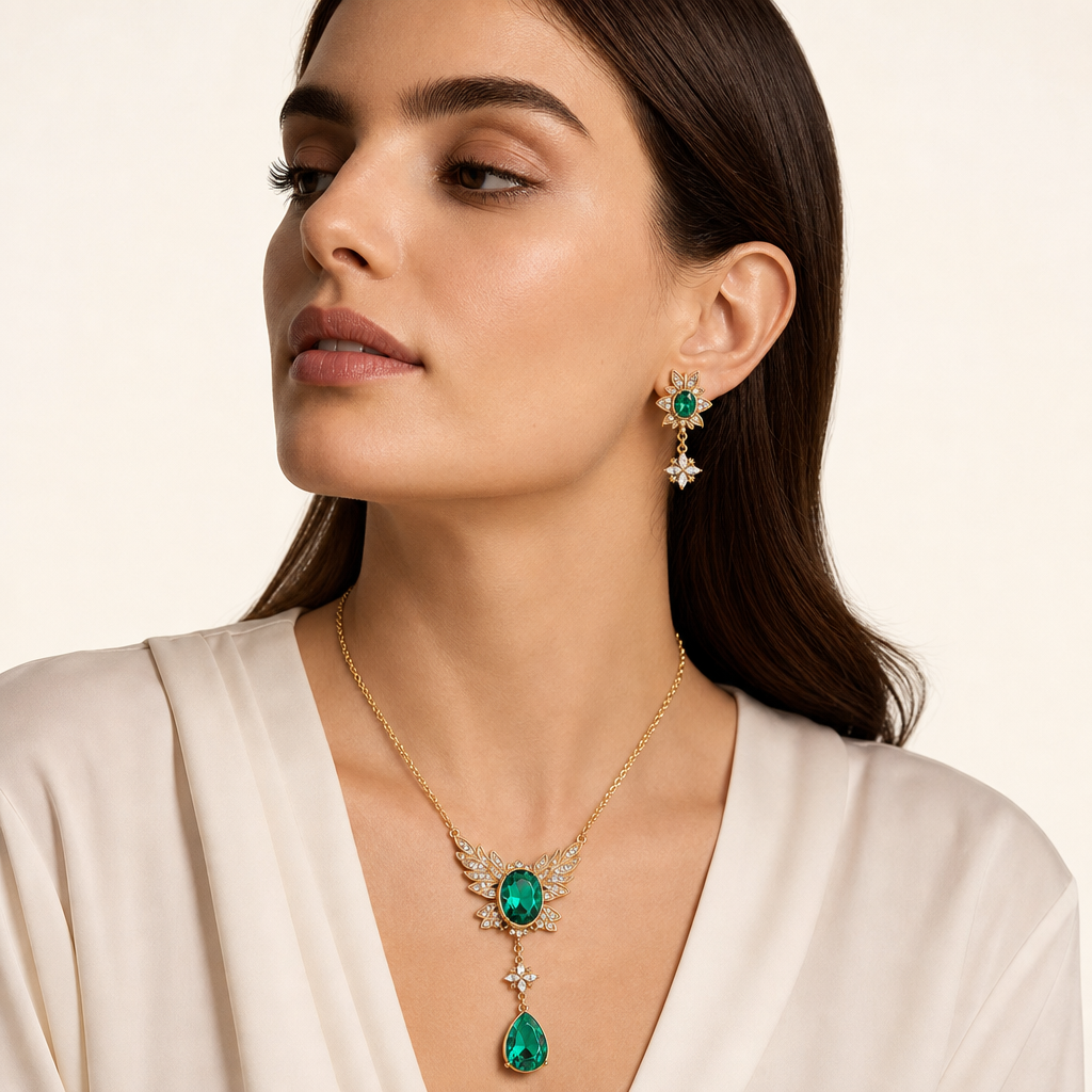 طقم أجنحة الكريستال الملكي، صورة للمنتج — S-0003-green — صورة 5