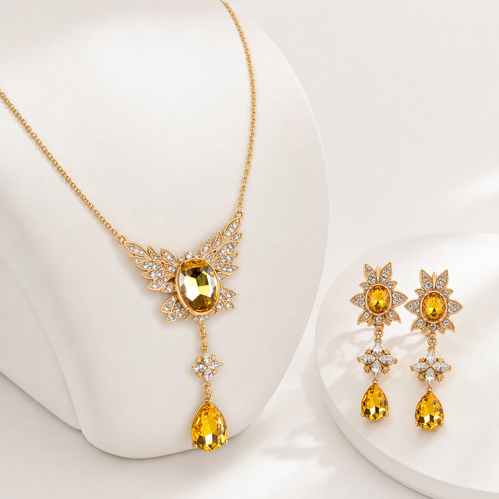 طقم أجنحة الكريستال الملكي، صورة للمنتج — S-0003-yellow — صورة 1