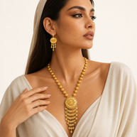 طقم زهرة الذهب المنسدلة للعروس، صورة للمنتج — S-0023 — صورة 5