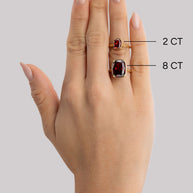 Sterling Silver Mini Garnet Elongated Cushion Ring